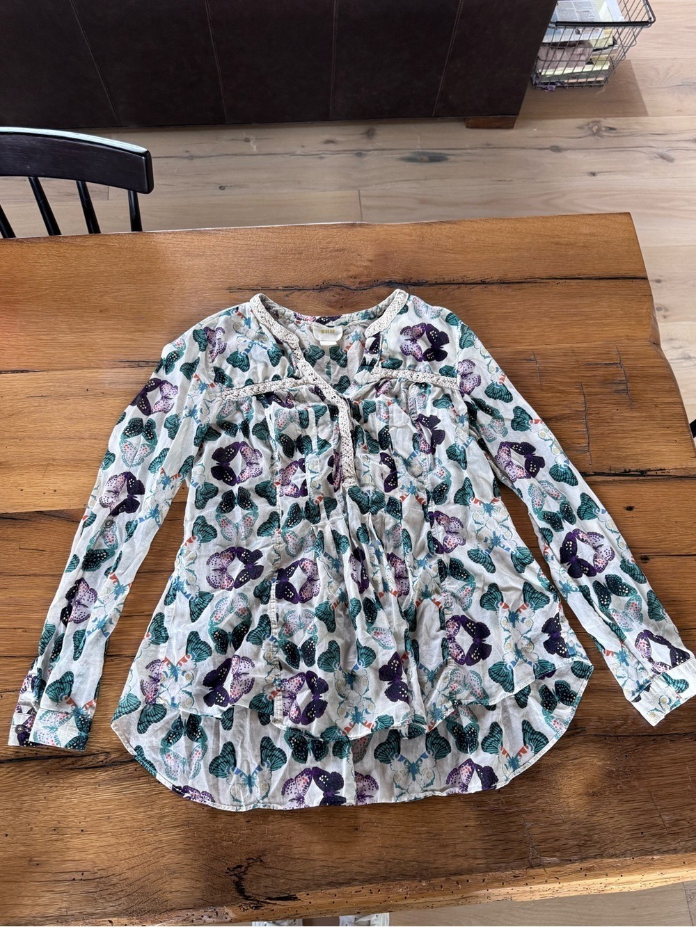 Anthropologie Maeve Abella Pintuck Putterfly Blouse Shirt Size 8